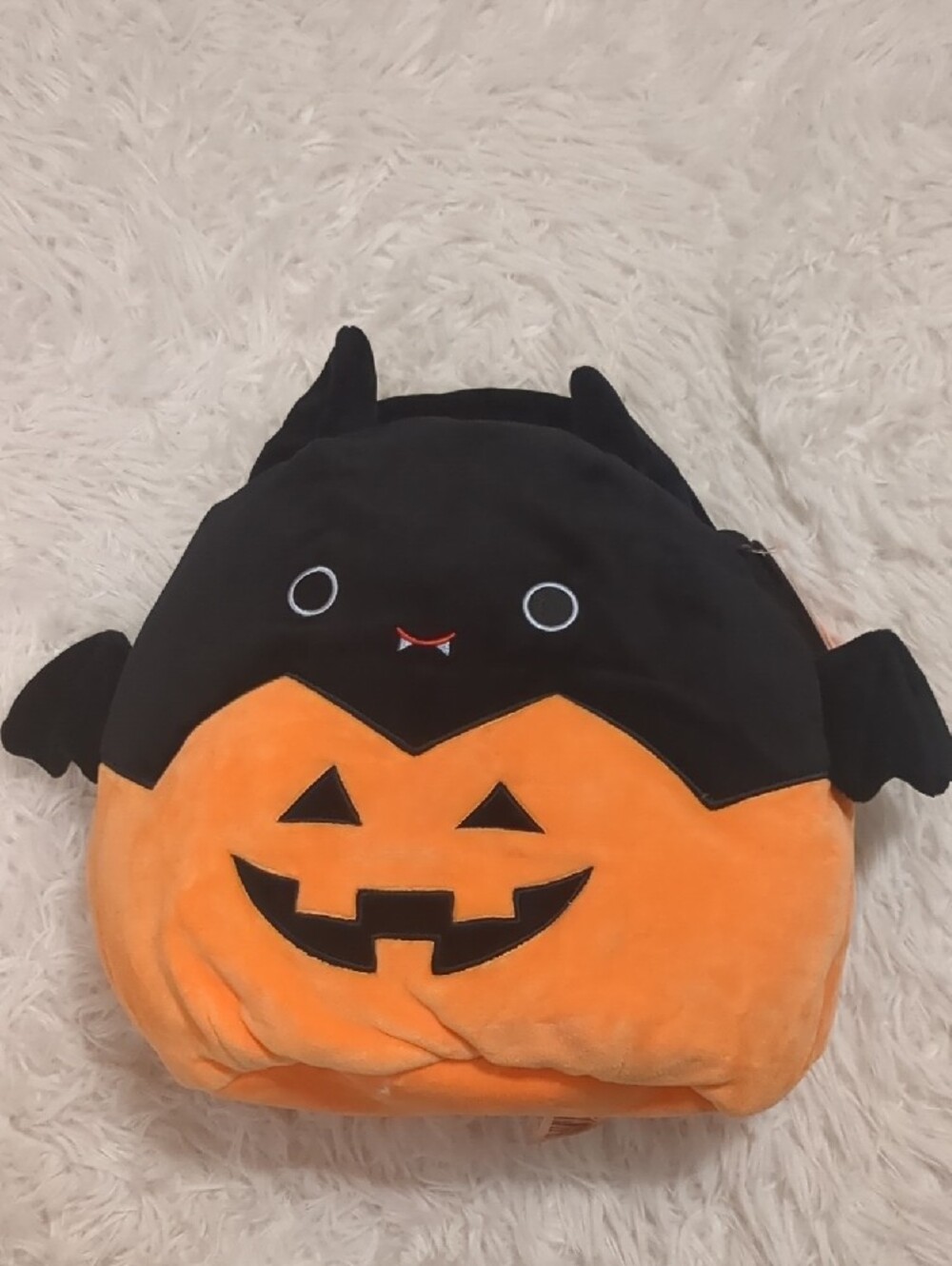 Squishmallows Emily Black and Orange Bat Pumpkin Plush Tote